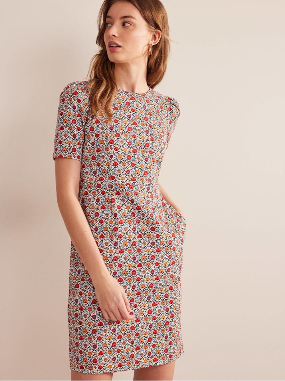 Boden Zoe Crew Neck Jersey Dress in Enchanting Bloom Women’s Size 12
